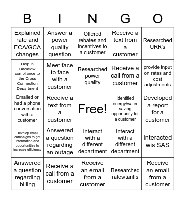 CUSTOMER SERVICE WEEK BAM Bingo Card