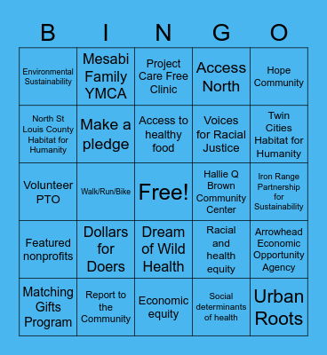 Community Giving Campaign Bingo Card