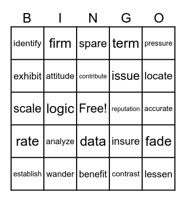 Vocabulary Power 2 Bingo Card