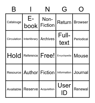 Library Bingo Card
