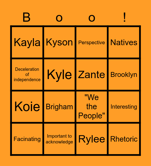 Begay Bingo Card