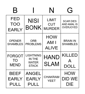 TEA PROG Bingo Card