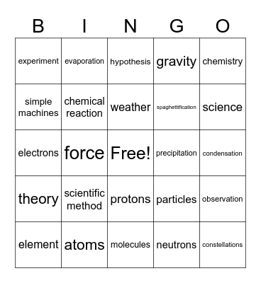 Hands on Science Club 2021-2022 Bingo Card