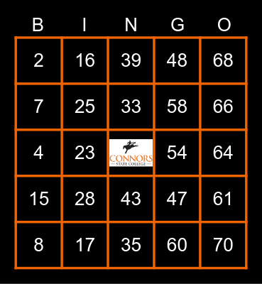 Connors State Scholarship Bingo Card