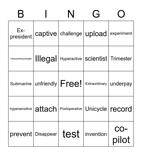 Hitching A Ride Bingo Card