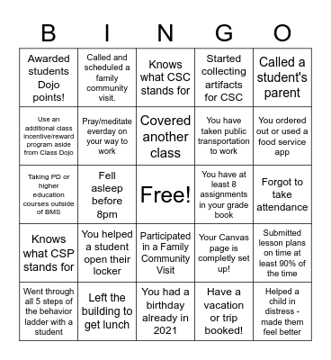 Teacher Bingo - This School Year Bingo Card