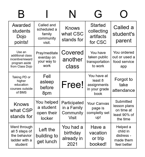 Teacher Bingo - This School Year Bingo Card