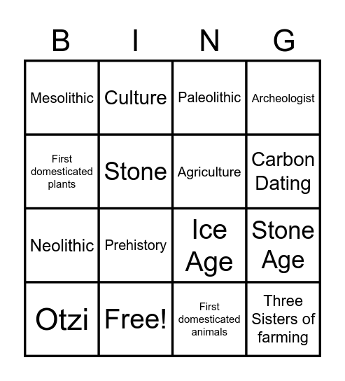 Stone Age Bingo 1 Bingo Card