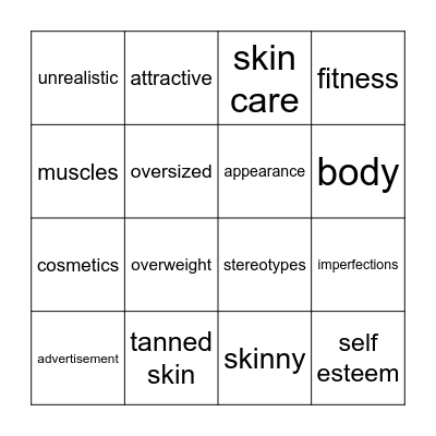 BINGO - BEAUTY STANDARS Bingo Card