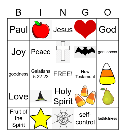 Candy Corn Bingo / Fruit of the Spirit Bingo Card