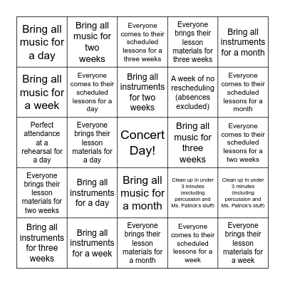 Band Bingo! Bingo Card