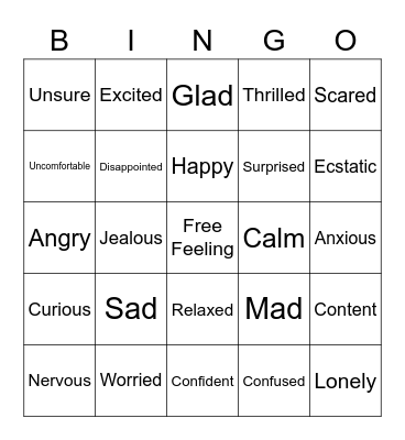 Feelings Bingo Card