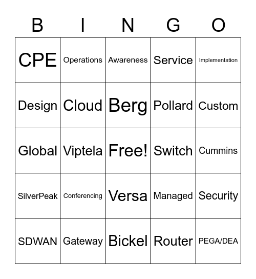 Verizon Volunteer Bingo Card