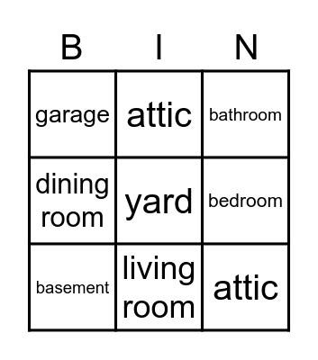 Vocabulary Bingo Card