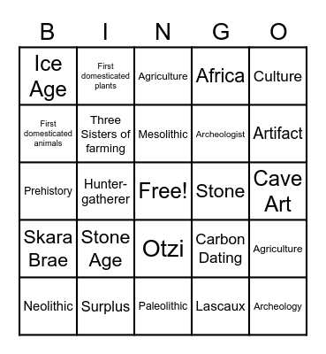 Stone Age Bingo Card