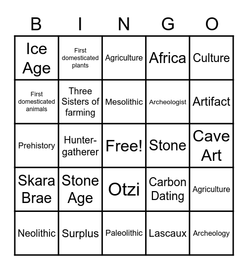 Stone Age Bingo Card