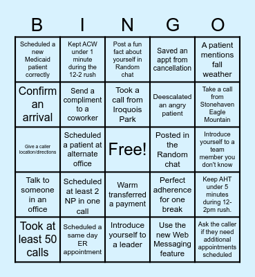 Customer Service Week! Bingo Card