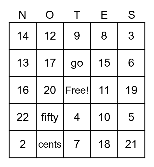 Super Rhythm Bingo! Bingo Card