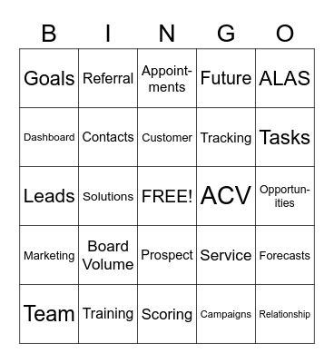 SALES MEETING BINGO! Bingo Card