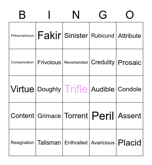 The Monkey's Paw Bingo Card