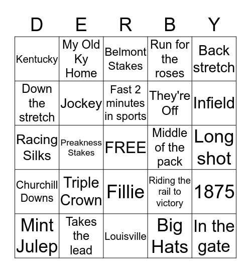 Derby Bingo Card