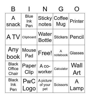 At Your Desk Bingo Card