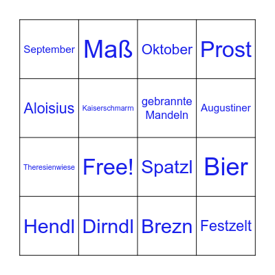 Wiesn Warm-Up Bingo Card