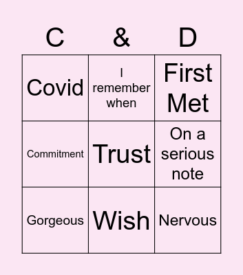 Wedding Speech Bingo Card