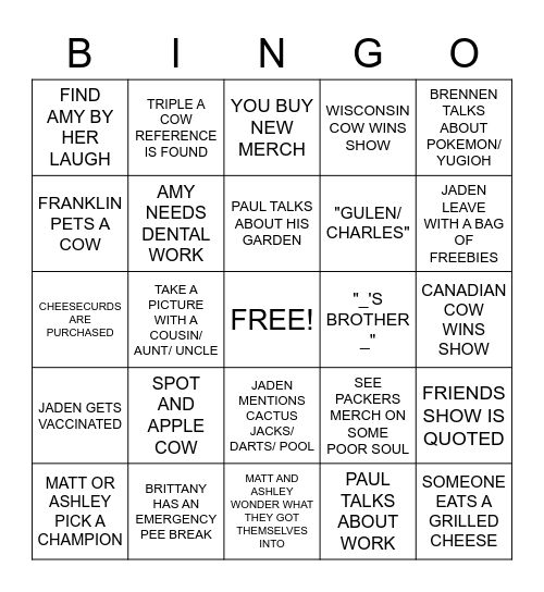 Albrecht's Go to Expo Bingo Card