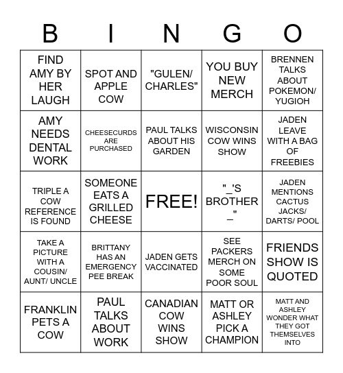 Albrecht's Go to Expo Bingo Card