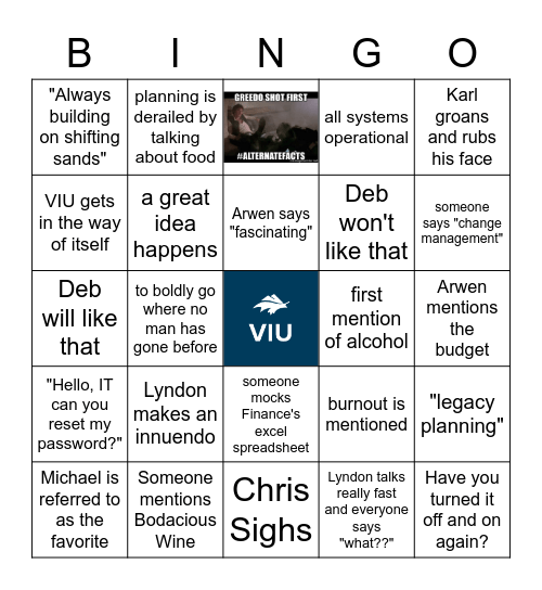 VIU IT Management Team Bingo Card