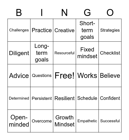 Habits of Success Bingo Card