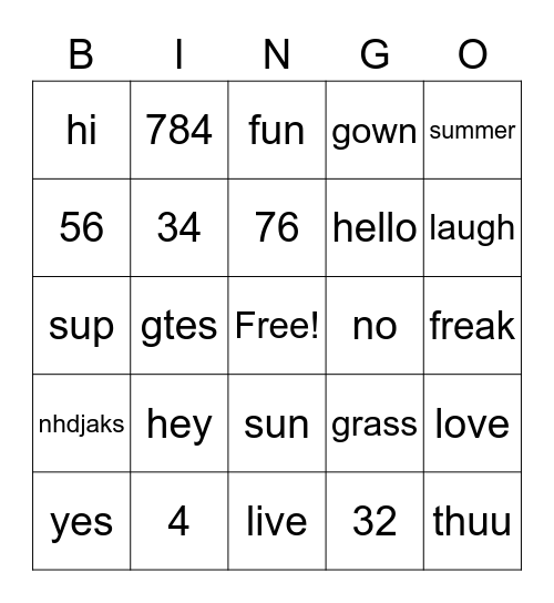 Debyo Bingo Card