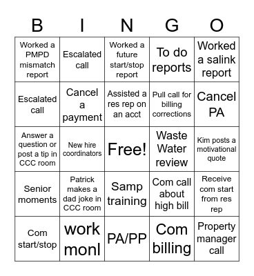 CUSTOMER SERVICE WEEK SAS Bingo Card