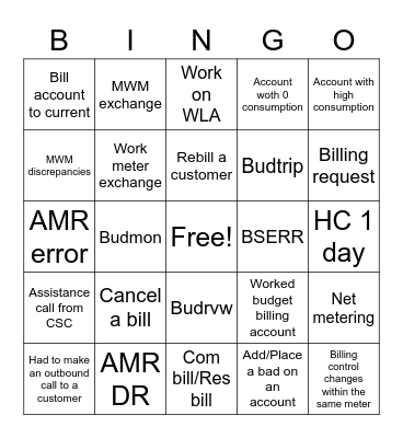 CUSTOMER SERVICE WEEK BILLING Bingo Card