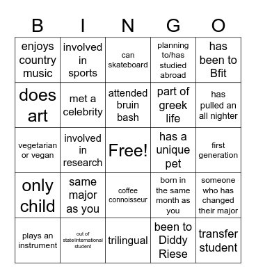 POM BINGO Card