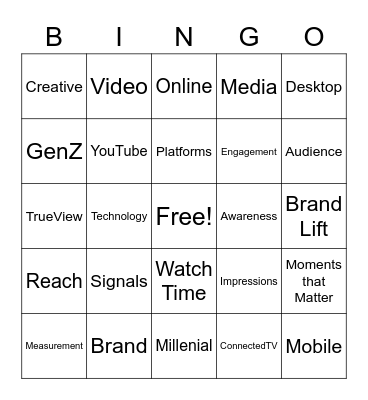 YouTube Bingo Card