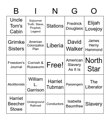 Chapter 15 Lesson 2- Bingo Card