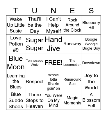 Musical Bingo Card