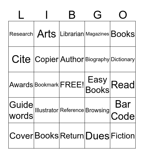 Bush K-8 LIBRARY Bingo Card