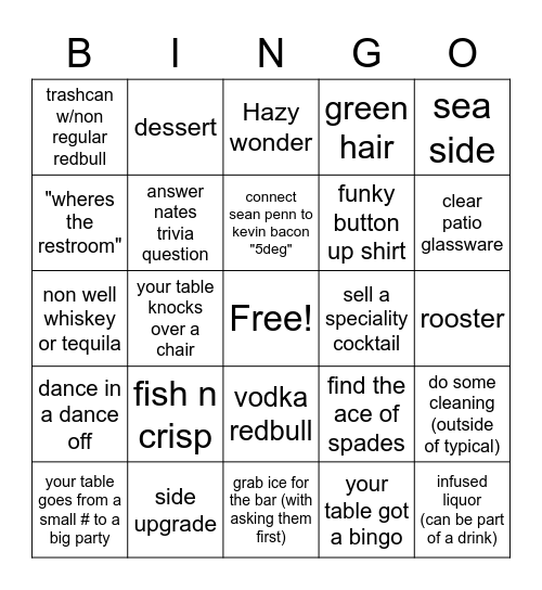 Pint Bingo Card