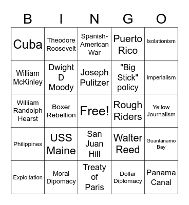 America and the World Bingo Card