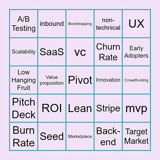 Demo Day Bingo Card