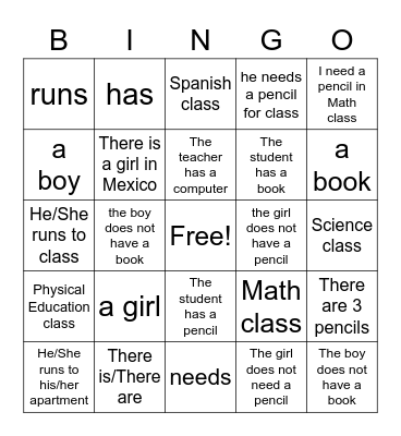 Voces - Necesita un lápiz Bingo Card