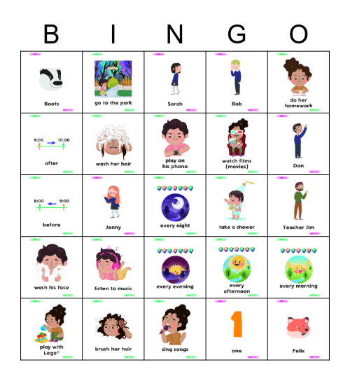 Vocabulary Bingo Card