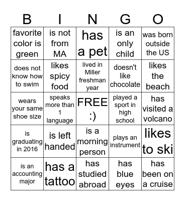 People Bingo Card