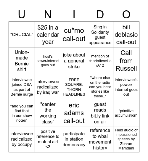 RPM BINGO Card