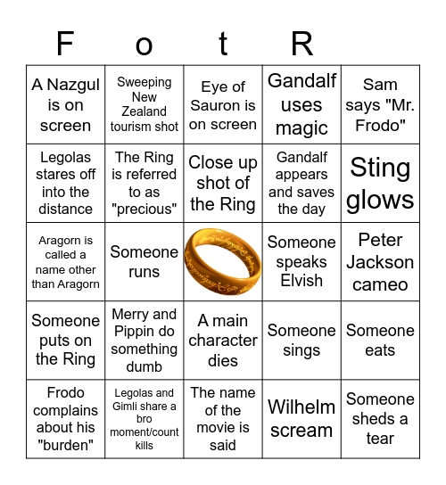 LotR Bingo Card