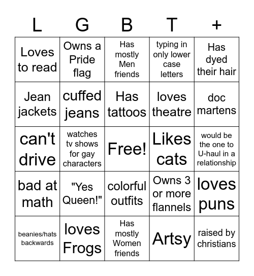 Queerio Cheerio, time for fun! Bingo Card