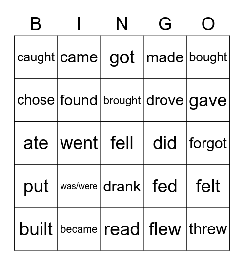 Irregular verbs bingo 1 (be-give) Bingo Card